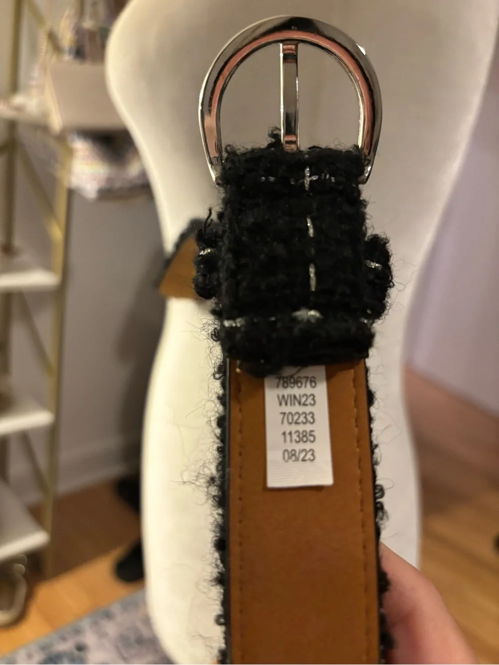 The Loft outlet Black Tweed Women's Belt with Silver Buckle M